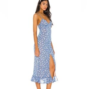 Quincy Midi Dress in Blue Ditsy